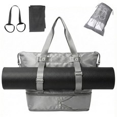 FLOCURE 요가 매트 백 신발 수납 공간이 있는 요가 체육관 토트백 멀티 포켓 및 요가 매트 버클이 있는 체육관 가방 필라테스 여행 운동 사무실용 요가 매트 캐리어 여, FLOCURE 요가 매트 백, 신발 수납 공간이 있는