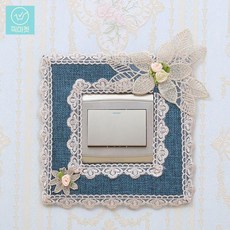 소품 유럽풍 심플 스위치 장식 커버 전기 인테리어 셀프 모던 스티커 침실등 패브릭, 클로버가 검푸르다, 8.6x8.6cm 이내 공용