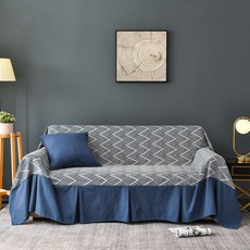 유니버설 감성 전면풀 소파커버 다용도 매트리스용 커버형, 웨이브트윈-네이비블루