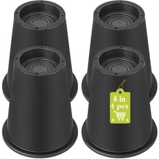 Yookwutar 4팩 가구 라이저 1인치 조절 가능한 침대 테이블 데스크용 중장비 소파 캐비닛 프레임 기숙사 둥근 쌓을 수 있는 다리 높이 1 2 또는 3 검은색, 4, 6 inch