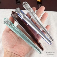 理髮店 大號 水晶 鴨嘴夾 髮型師專用美髮夾, 1套, 大號水晶夾六個（綠色）