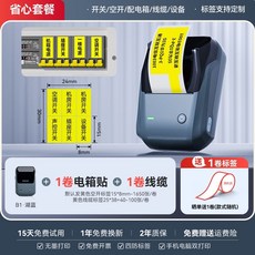 라벨기 통신 케이블 라벨 라벨프린터 프린터 모바일 태그 휴대용 소형 블루투스, M. B 레이크 블루 + 노란색 케이블 라벨 롤00매