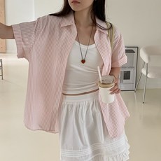 S~2XL사이즈 데일리 여성 스트라이프 셔츠 긴팔 남방 카라셔츠 빅사이즈 루즈핏 오버핏 간절기