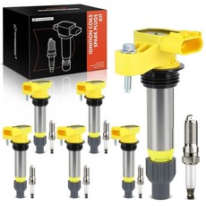 A-프리미엄 쉐보레 이쿼녹스 트래버스 임팔라 말리부 및 GMC 아카디아 캐니언 & 뷰익 라크로스 엔클레이브 캐딜락 SRX CTS와 호환되는 점화 코일 스파크 플러그, 옐로우_173153