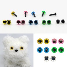 퍼니두들 모루인형 눈 눈알 반투명 1쌍 6mm 컬러눈 고양이 강아지 눈알 동물눈, 1개, 눈알반투명1쌍_옐로우6mm