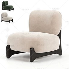 1인 양털 원목 라운지체어 북유럽 가정 1인용 호텔 디자인, 흰색 스펀지 검정