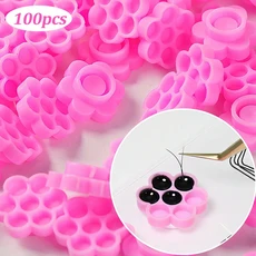 속눈썹 연장 스케일 홀더 자석 아크릴 래쉬 보드 글루 팔레트 컵 청결 위생 인조 패드 메이크업 도구, 05 A0032-100PCS  PINK