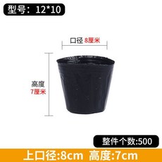 화분 중형 비닐 포트 묘목 폿트 다육 원예 일회용, 12x10 구경8 높이7 500개