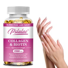 Pslalae 膠原蛋白與生物素 2500mcg 營養肌膚、增強頭髮、身體免疫力、強健關節與指甲 120粒, 60組