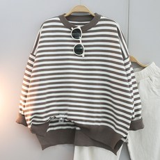 달콩 여성 빅사이즈 봄신상 다나스트라이프루즈핏니트