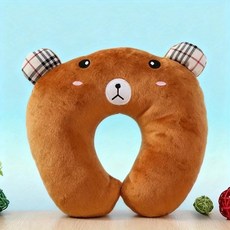 목 베개 여행용 사무실 보호 자동차 좌석 쿠션 캠핑, 색상: 3. Bear, 1개