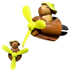 GudaAphrmix CAP 모자ybara 자동차 공기 청정기 - 귀여운 갈색 만화 파일럿 디퓨저 회전 프로펠러 차량 배출구 팬 향수 창의적인 선물 장식 태블릿 2개 포함