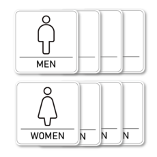클루니티 방수 PVC 남녀 화장실 공용 화장실 표시 화장실 문구 부착형 표지판 스티커 세트, MEN & WOMEN 스티커, 8개 세트