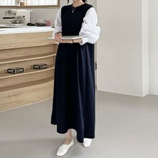 마미누리퍼프배색롱원피스 임산부원피스 빅사이즈 임부복 가을 롱원피스 177128