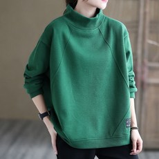 SAHINER 여성 폴라넥 루즈핏 오버핏 맨투맨 데일리 캐주얼 긴팔티셔츠 LWBWY24