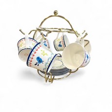 小老闆萬國商舖 6杯6碟收納架 廚房杯碟收納 派對餐具收納 生日禮物 居家配件 店面擺飾, 1個