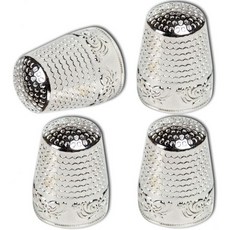 제션 4개 재봉 골무 손 손가락 보호대용 조절 가능한 금속 뜨개질용 퀼팅 공예 액세서리 DIY 도구 브론즈(2가지 크기 S/M), Silver