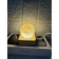 喜馬拉雅山小鹽燈，小圓球USB鹽燈，元寶小夜燈，LED燈精油燈，營造溫馨浪漫氛圍, 小圓球搭配方型led白光底座