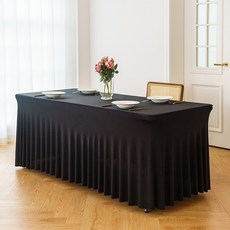 방일 생일 돌잔치 백일상 칠순잔치 파티용 기업박람회 무지 행사 테이블보 스판덱스 테이블 스커트, 1개, 4피트(122cm), 블랙