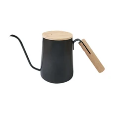 푸어오버 커피 메이커 구스넥 드립 주전자 너도밤나무 손잡이 스테인리스 스틸 홈 바리스타용, 04 350ml black