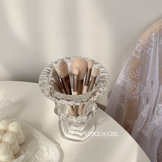 ins風法式復古風歐式高腳杯玻璃花瓶透明插花鮮花器皿裝飾品擺件, 水晶翻瓣花瓶【主圖同款花瓶】