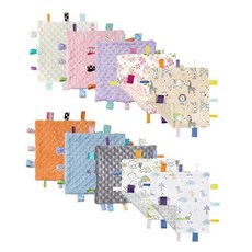 해외 CREVENT Tag Security 아기용 담요 남아용 부드럽고 작은 러비 아기 이불 감각 생일 베이비 샤워를 위한 훌륭한 선물 25.4 x 25.4cm10 10인치 8, 10 Tags.