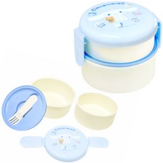산리오 시나모롤 마이멜로디 스케이터 아이콘 원형 변신 2단 도시락 & 포크 500ml, 1세트