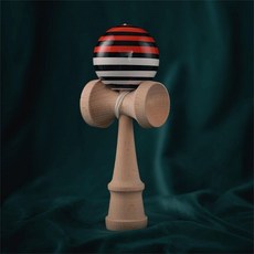 劍玉專業入門日本kendama劍球套競技玉劍項鏈玩具技巧球玉球月球 櫸木 劍玉 日本劍玉 競技型 木製劍玉 劍球 日月球, 1個, 劃線紅白黑/亮光耐撞漆