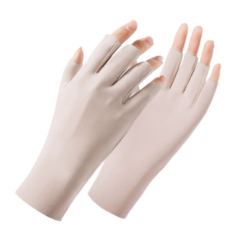 라끌라리아 가을 자외선차단 운전 등산 반장갑, 베이지, 1개