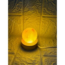 喜馬拉雅山小鹽燈，小圓球USB鹽燈，元寶小夜燈，LED燈精油燈，營造溫馨浪漫氛圍, 小圓球搭配圓型led曖光底座