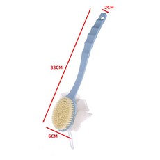 【台灣出貨】二合一沐浴刷 浴室用品 長柄刷 尼龍刷 沐浴神器 長柄沐浴刷 沐浴刷 刷背 刷子 沐浴刷 洗澡刷 軟毛尼絨刷, 藍色, 1個, 1