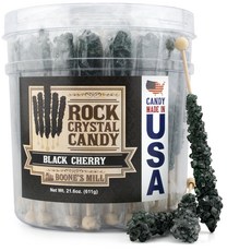 분스 밀 | 락 크리스탈 캔디 스틱 | 블랙 체리 | 36개 Boone's Mill | Rock Crystal Candy Sticks | Black Cherry | 36 Stick, 블랙체리, 36개입(1팩), 1개, 611g