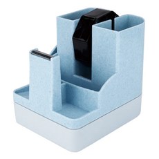 辦公王 力大牌 ABEL 03927 TD200 筆筒膠帶台 多功能收納, 1個, 大理石藍/灰, 大理石藍/灰