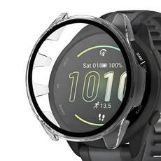 가민 포러너 165 호환 강화유리 풀커버 일체형 하드 스마트워치 케이스, 1개, 투명