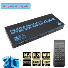 HDMI 분배기 선택기 셀렉터 스위치 양방향 4x4 호환 매트릭스 4K HDR HDTV 스위처 4 인 아웃 박스 HDCP 2.2, US, 1개