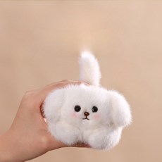귀여운 강아지키링 태엽 봉제인형 가방고리 선물, 1개, 1_흔들리는 꼬리 화이트 강아지, 1cm
