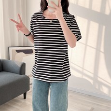 BABYSHARE 經典條紋短袖哺乳衣