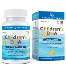 Nordic Naturals Children’s DHA Strawberry Omega 3 노르딕 내처럴즈 어린이 DHA 250mg 오메가 3 180 ct 1팩, 180정, 1개