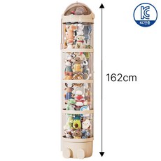 Dorich 투명 원통 인형 정리함 대형 장난감 보관함 수납함, 1개, 크림화이트