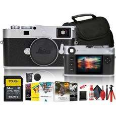라이카 M11P 거리계 카메라 실버 20214 + 64GB 메모리 카드 가방 리더기 코렐 포토 소프트웨어 플렉스 삼각대 지갑 청소 키트, 은색