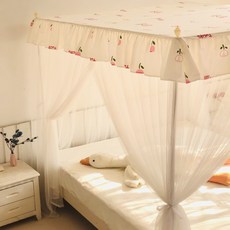 小花防塵頂蚊帳 加厚落地遮光床簾 家用臥室公主風, 小花防塵頂蚊帳不含支架,150*200