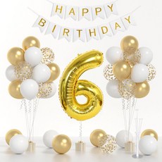 파티 용품 생일파티 풍선 올인원 세트, 1세트, 골드 6