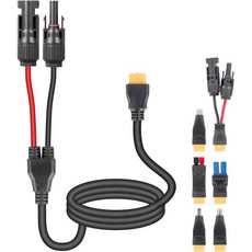휴대용 발전소 RV 캠핑 발전기용 6-in-1 태양광 패널 커넥터 케이블 키트 14AWG 고강도 내후성 확장 다중 출력 DC552179098020XT60 휴대용 발전소용3개FT, 5FT