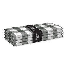 Softopia Cotton Buffalo 격자 무늬 천 냅킨 4개 세트 부드럽고 내구성이 뛰어나며 주름 방지 원단 저녁 식사 결혼식 레스토랑 뷔페 파티 크리스마스, 18" x 18" (Set of 4), 회색, 화이트 Softopia Cotton 14099