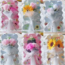 台灣出貨 2025敎師節賀卡兒童幼兒園立體永生花賀卡diy手工卡片禮物送老師, 1個, DIY】F款永生花+送彩燈+禮袋,DIY手工製作