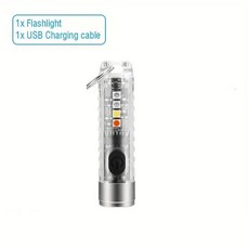 충전식 미니 키체인 손전등 10 가지 모드 마그네틱 베이스 캠핑 및 야외 활동에 적합 1PC, USB charging, 1) USB charging
