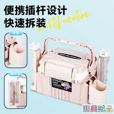 熙美誠品 路亞釣箱 可坐人 加厚大容量 超輕便攜帶 桿插 多功能收納箱 釣魚魚具收納箱, 藍色,大號路亞箱+插杆器*3+加厚杯架, 1個
