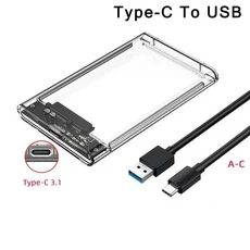 도구 필요 없는 투명 하드 드라이브 케이스 HDD 인클로저 2.5 인치 SATA에서 USB 3.0 C 타입 3.1 UASP, 03 USB C-USB A