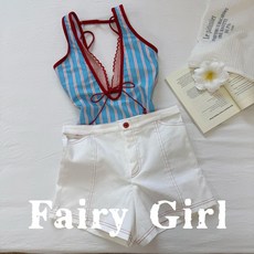 【莓果雙拼】泰國性感條紋比基尼三件套絕美度假顯瘦2025泳衣女夏, 條紋泳衣,l