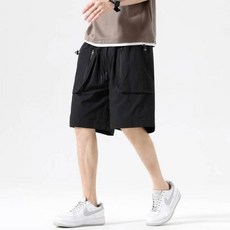 男夏季涼感透氣運動寬褲, 黑色